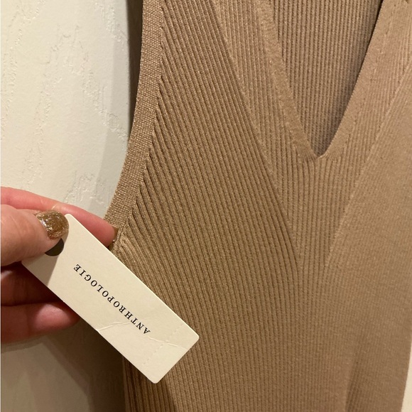 Anthropologie NWT Stretch Knit Mock Neck Sleeveless Dress Beige Woman Size Small - Picture 11 of 14